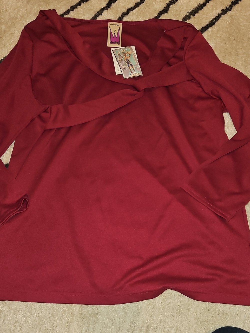 Antthony Burgundy Long-Sleeve V-Neck Top